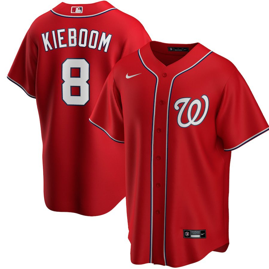 Cheap Mens Washington Nationals 8 Carter Kieboom Nike Red Alternate Replica Player Name MLB Jerseys